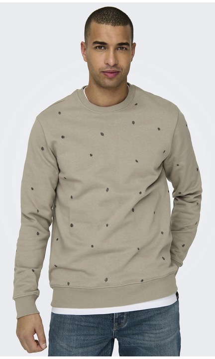 Férfi pulóver ONLY & SONS, 6912, pamut, Bézs