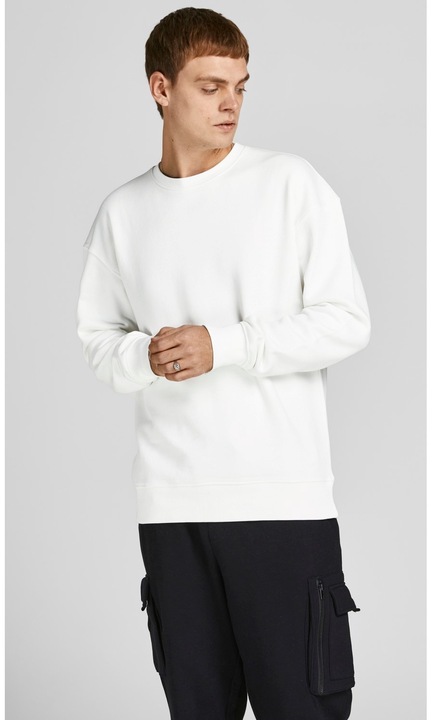 Férfi pulóver, Jack & Jones, Biopamut, 300892114, Fehér