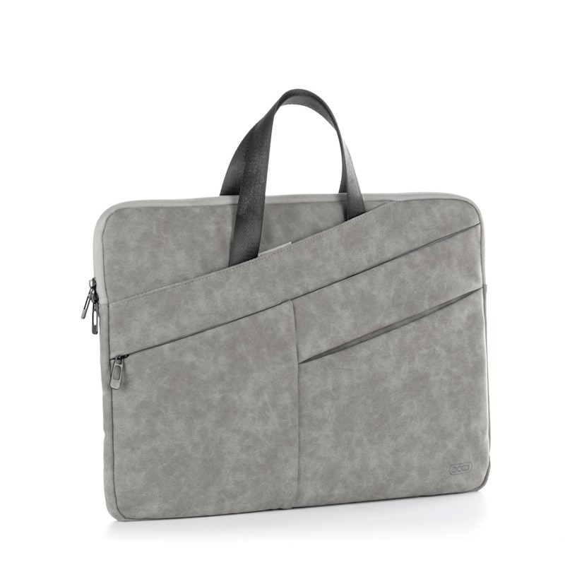 Geanta laptop, XO CB05, pentru pana la 15”, Captusita, Fermoare rezistente, 5 compartimente, Absorbtie socuri, gri