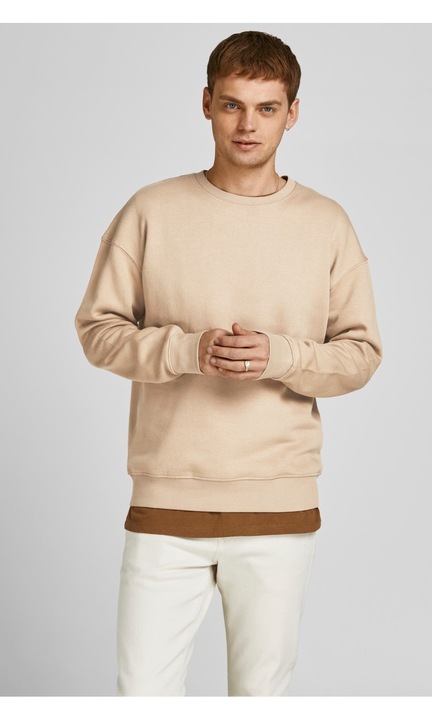 Férfi pulóver, Jack & Jones, Biopamut, 300892114, Bézs