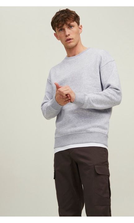 Férfi pulóver, Jack & Jones, Biopamut, 300892114, Szürke