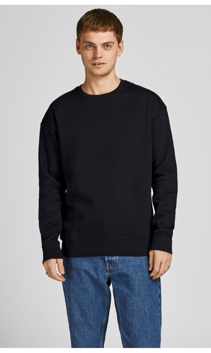 Férfi pulóver, Jack & Jones, Biopamut, 300892114, Fekete
