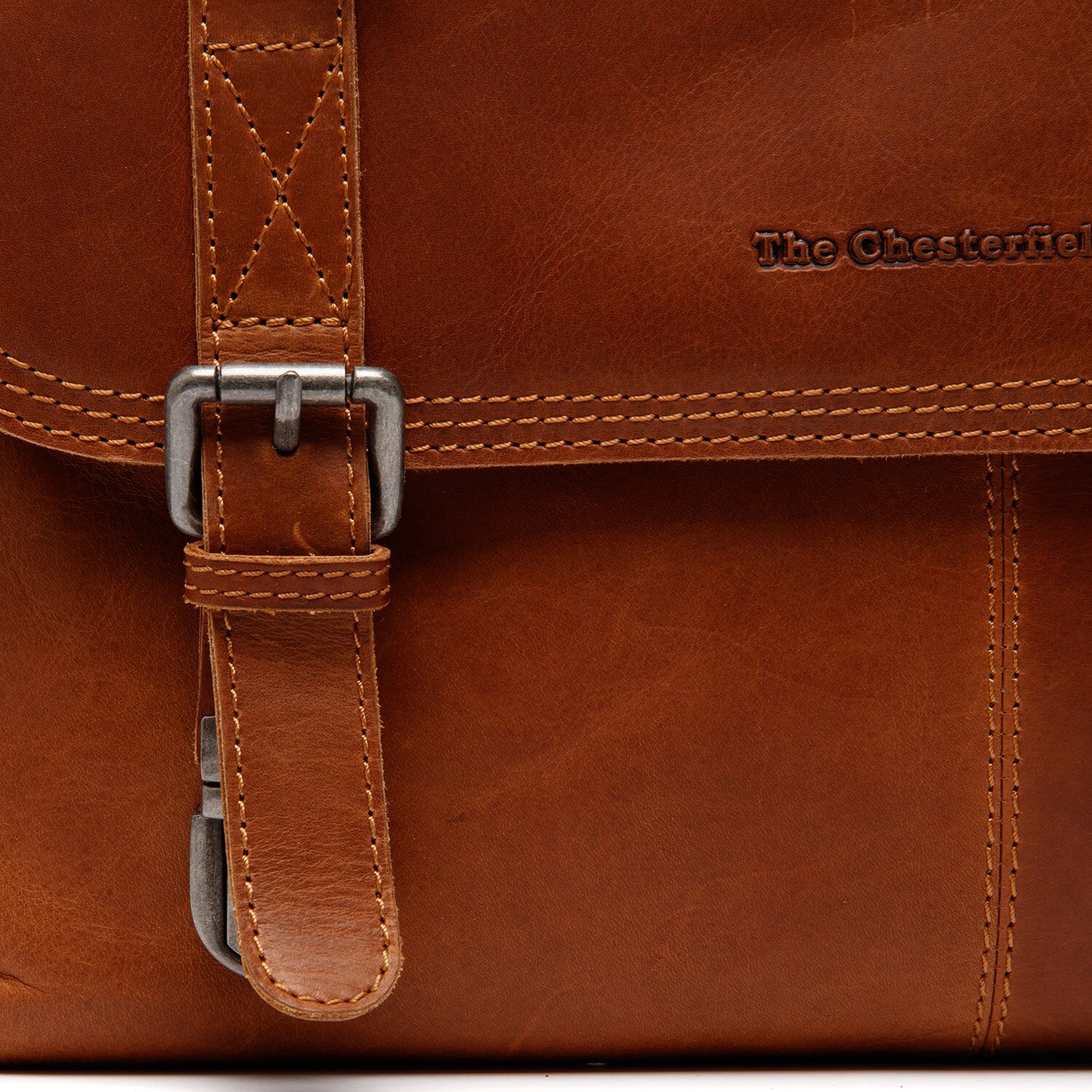 Geanta de laptop din piele naturala, The Chesterfield Brand, Veneto 14 inch, Maro coniac