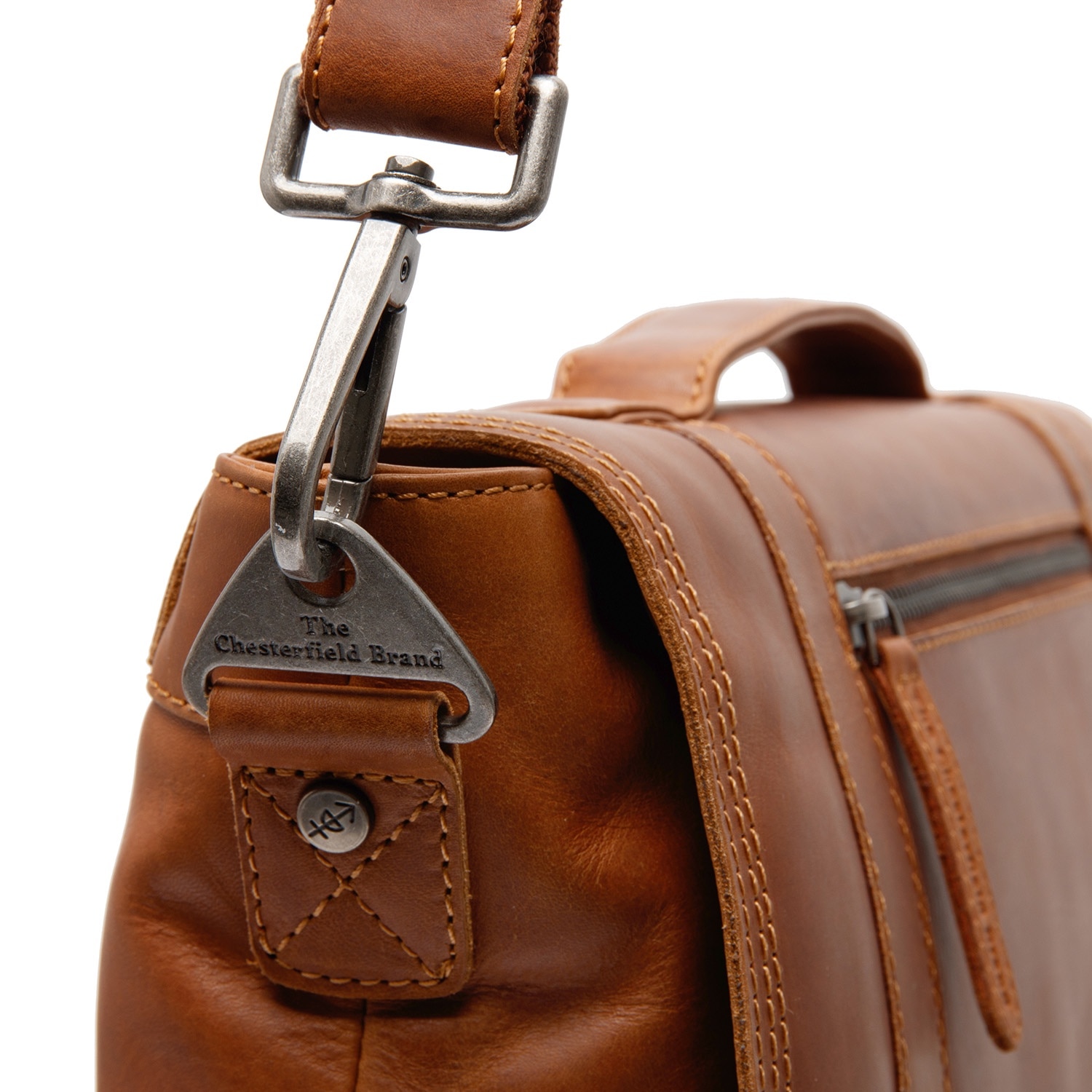 Geanta de laptop din piele naturala, The Chesterfield Brand, Veneto 14 inch, Maro coniac