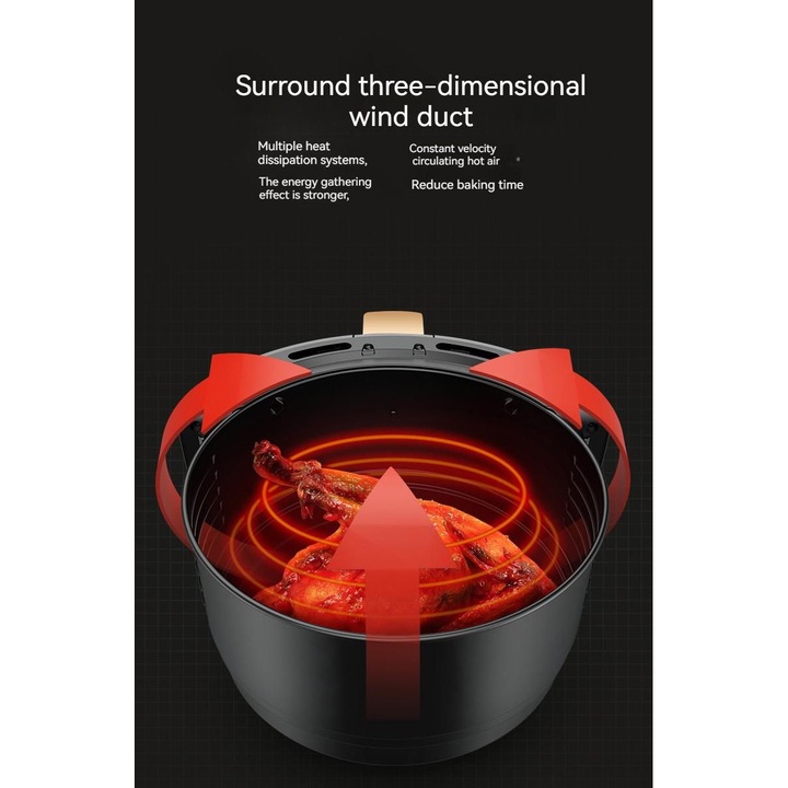 AT PERFORMANCE® 2400 W-os, 6 literes, 360°-os hőlégbefúvásos sütő, sütőfunkció – 50 sütőpapír