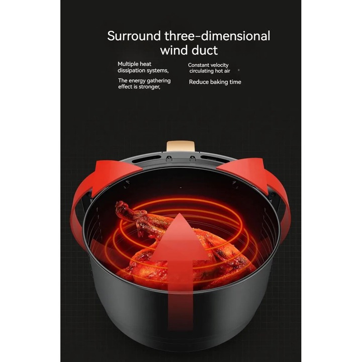 Friteuza cu aer cald Fry Digital, AT PERFORMANCE®, 2400W, 8 programe, capacitate 8L, temperatura ajustabila, timer 60 minute, alb