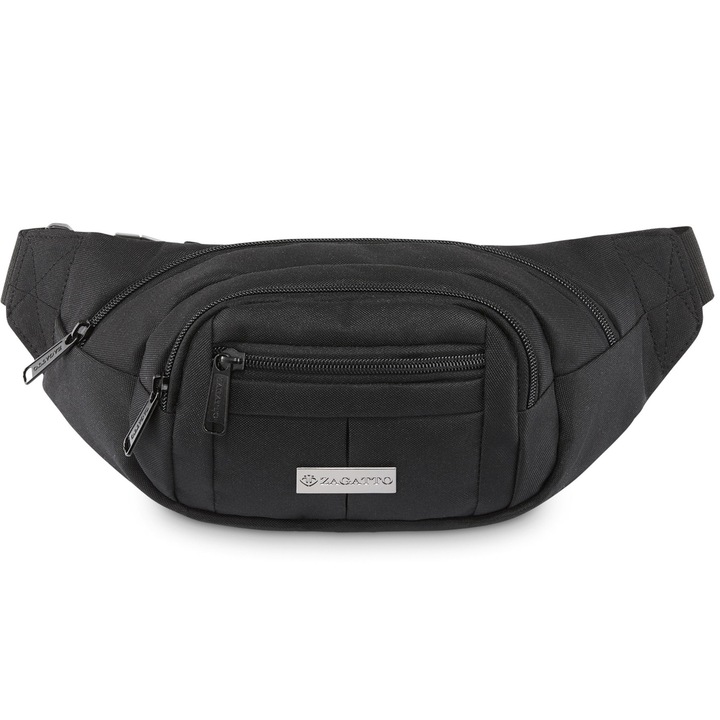 Borseta ZAGATTO®, Neagra, Crossbody, Unisex, 33x9x14 cm, 3 buzunare, Impermeabila, Curea reglabila, ZG861