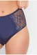 LingaDore, Chiloti cu talie inalta si insertii de dantela, Albastru inchis, 5XL