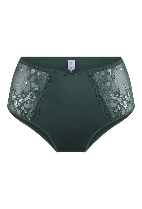LingaDore, Chiloti cu talie inalta si insertii de dantela, Verde padure, M