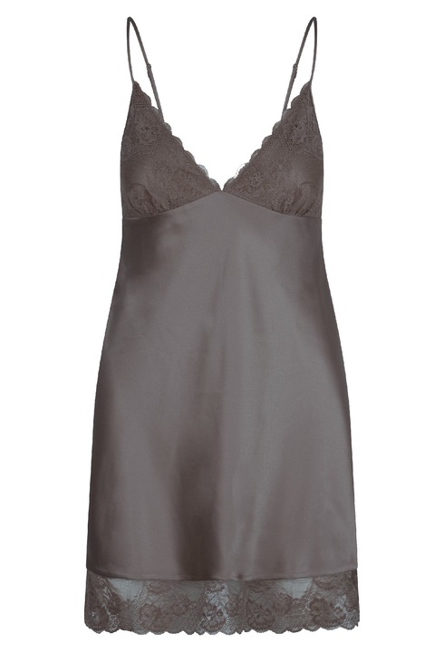 LingaDore, Neglijeu cu decolteu in V si insertii de dantela Dull, Kaki