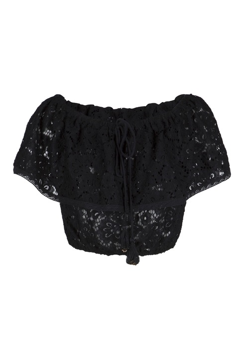 LingaDore, Bluza crop din dantela, pentru plaja, Negru
