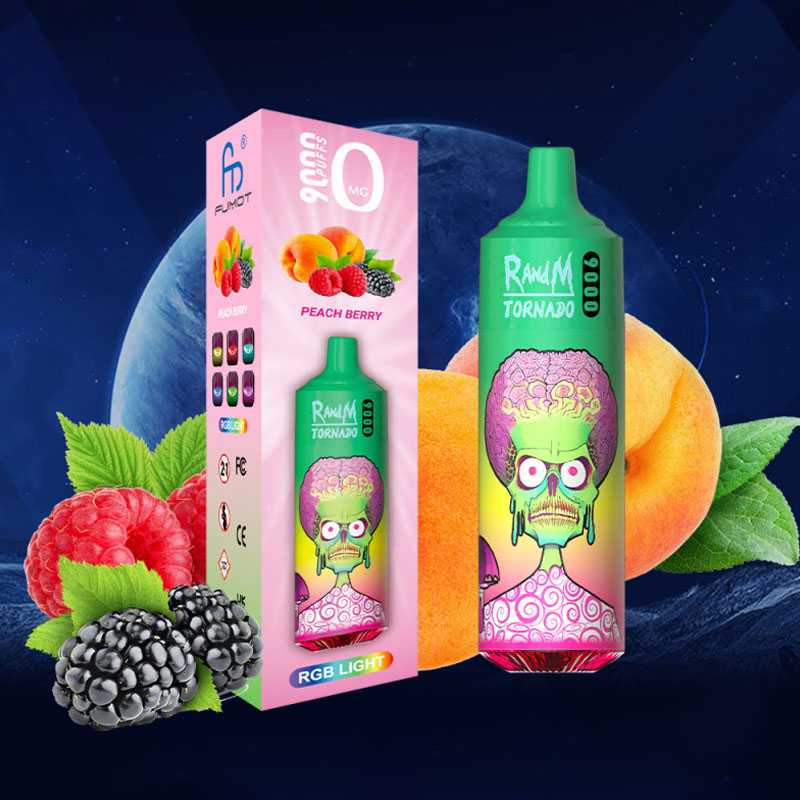 Tigara Electronica RANDM TORNADO 9000 PUFFS, Peach Berry, 0mg Nicotine