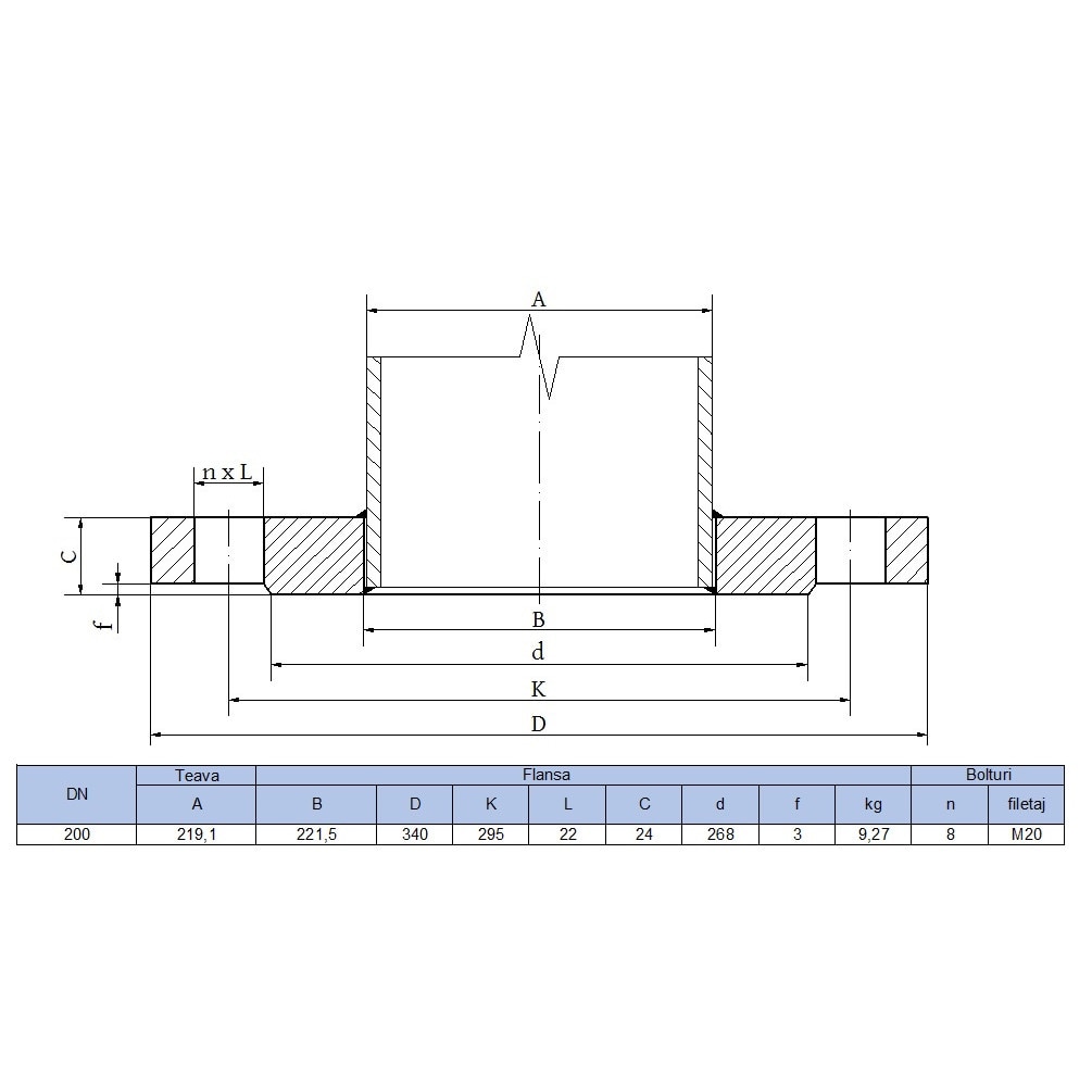 Flansa plata DN200 PN10 S235JR EN1092-1 - eMAG.ro