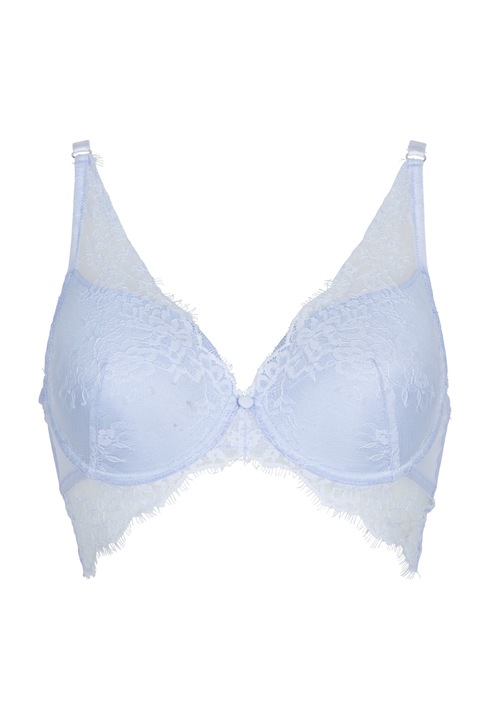 LingaDore, Sutien de baie triunghiular cu insertii de dantela, Albastru deschis
