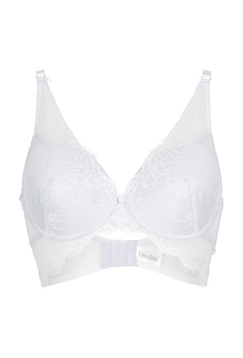 LingaDore, Sutien de baie triunghiular cu insertii de dantela, Alb murdar
