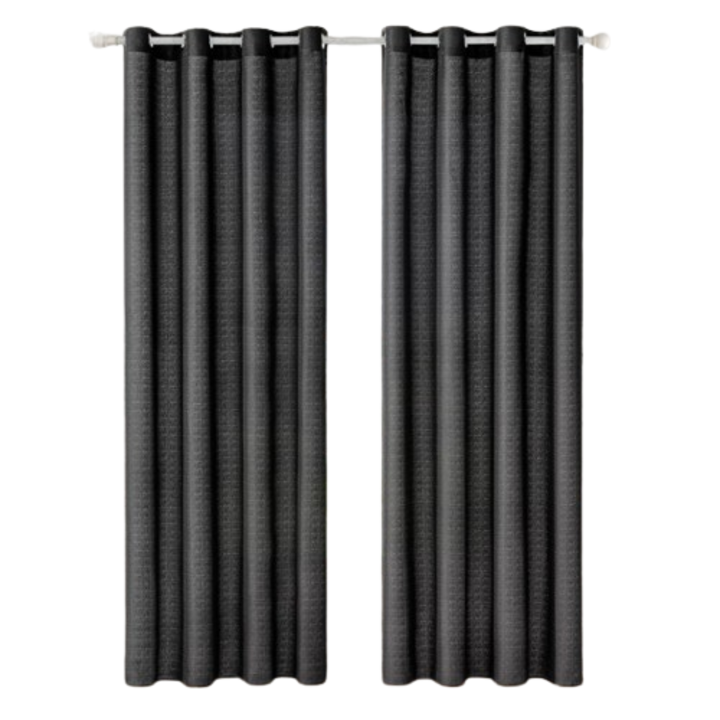 2 db-os függöny készlet fémgyűrűkkel, MIULEE, félig átlátszó, tökéletes ablakokhoz és ajtókhoz Hálószoba, nappali, 140 x 160 cm, fekete