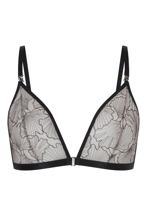 LingaDore, Sutien triunghiular cu insertii de dantela, Negru