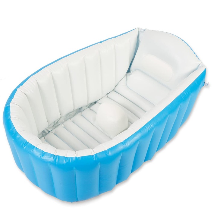 Надуваема вана за бебета и деца, Simply joy, преносима, сгъваема, синя