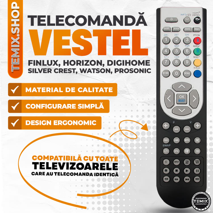 Telecomanda compatibila Vestel, Finlux, Horizon, Digihome, Silver Crest ...