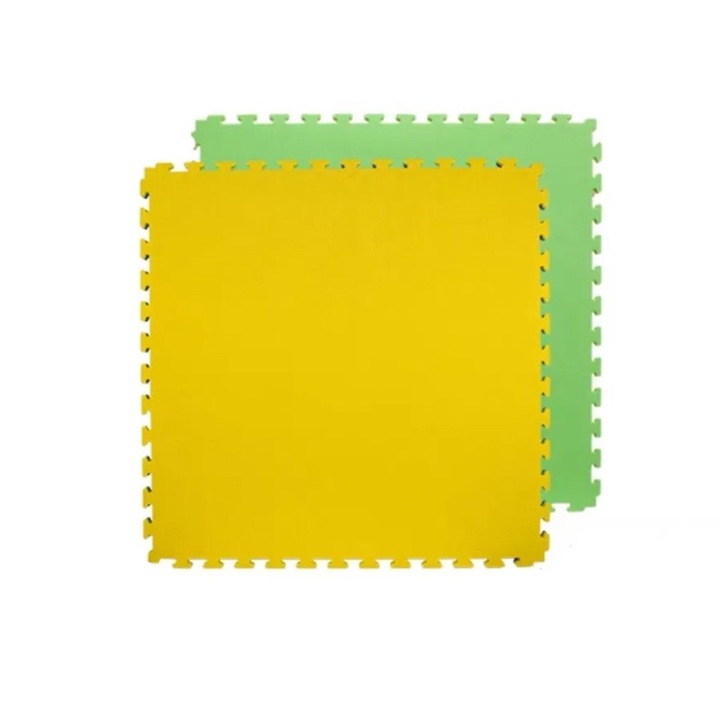 Covoras tip puzzle XXL, PROCART, spuma EVA, 100x100x2 cm, galben/verde