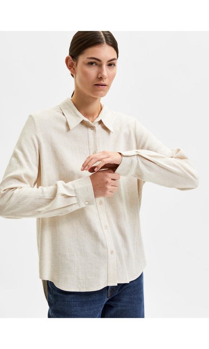 Nyári könnyű felső vászonblúz, Sáfránysárga