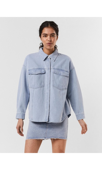 Túlméretes farmer blúz ing farmer kabát farmer túlméretezett felső ALCASANDARINÄ, Kék