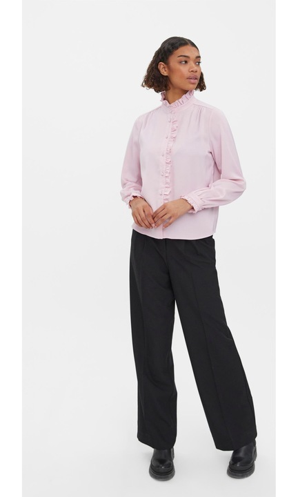 Szatén blúz üzleti célra Fodros részlet Rozsdás elegáns ing VMADJURE, Rózsaszín, XS