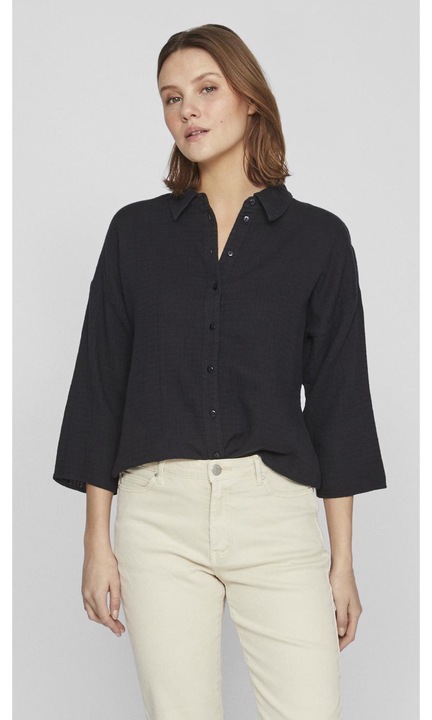 Női blúz VILA, 7522, Pamut, Fekete