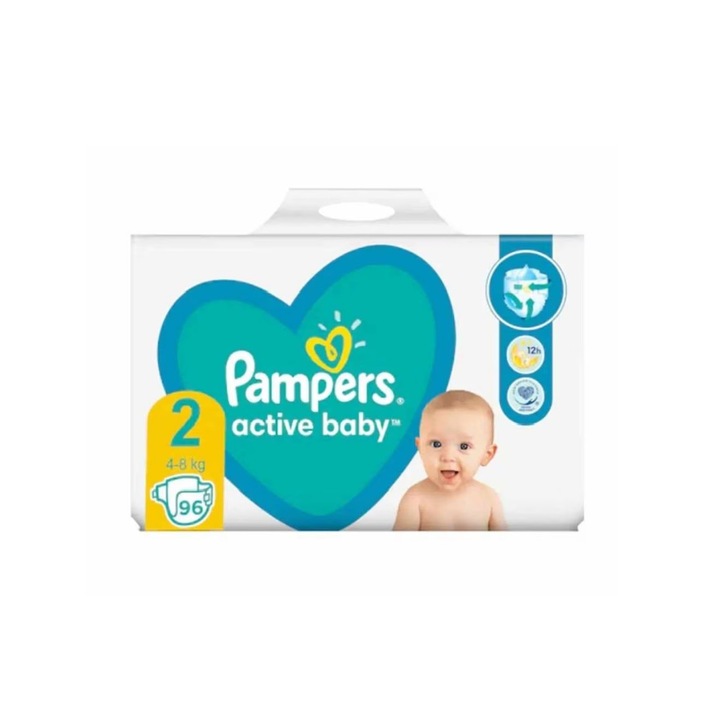 Пелени Pampers Active Baby размер 2 за новородени, 4-8 кг, 96 бр