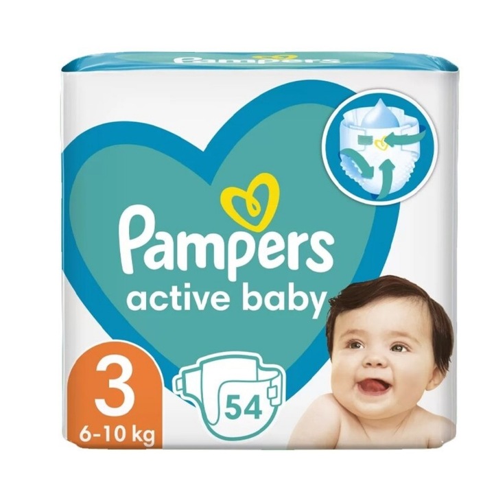 Пелени Pampers Active Baby размер 3, 6-10кг, 54 бр