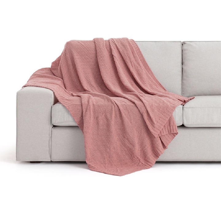Одеяло тип Pled, e-Protect, модел Norton, за легло 2 души, 220 х 230 см, Дъсти розово