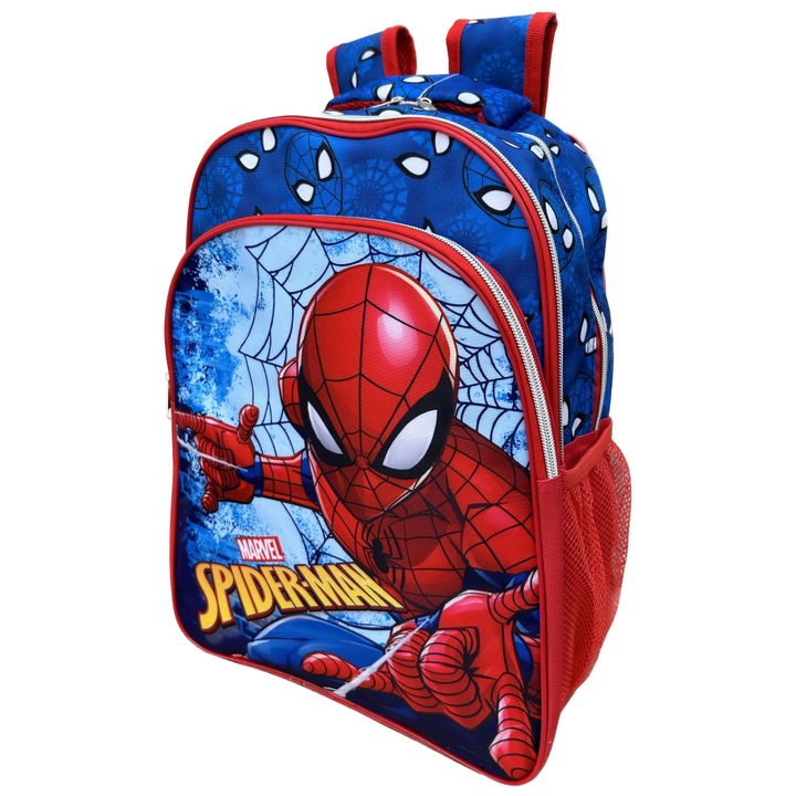 Ghiozdan copii, 42x32 cm, cu trei compartimente, multicolor, bretele intarite si ajustabile, Spiderman
