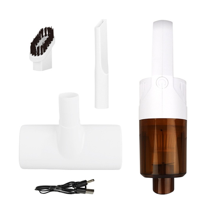 Aspirator, 3000pa, tip reincarcabil, portabil, pentru masina si casa, indepartarea acarienilor, ergonomic, reducere a zgomotului, durata lunga de viata, alb