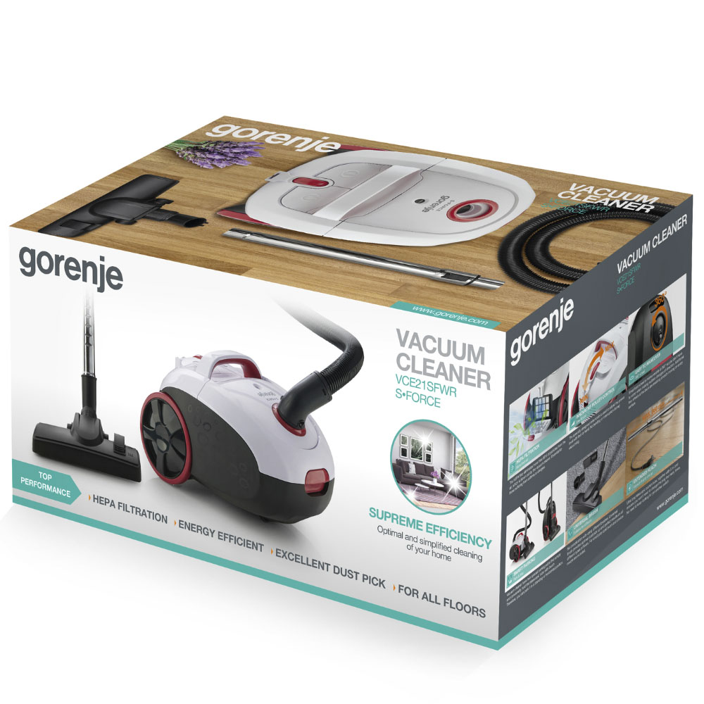Aspirator cu canistra Gorenje VCE21SFWRR cu sac, alb