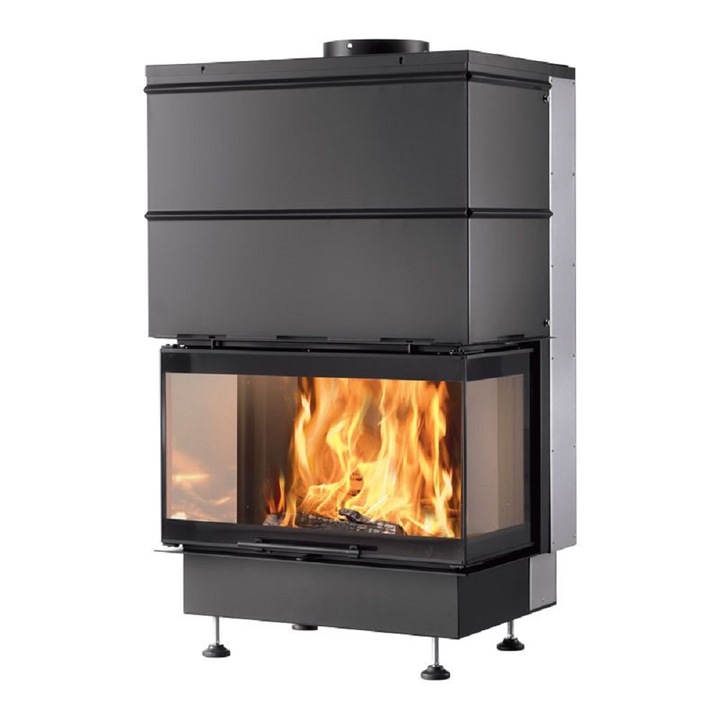 Focar pe lemne TECH 3 Caminetti Montegrappa, putere maxima 16.9 kW, randament 80%, 92x141x62 cm, iesire cos de fum:250 cm