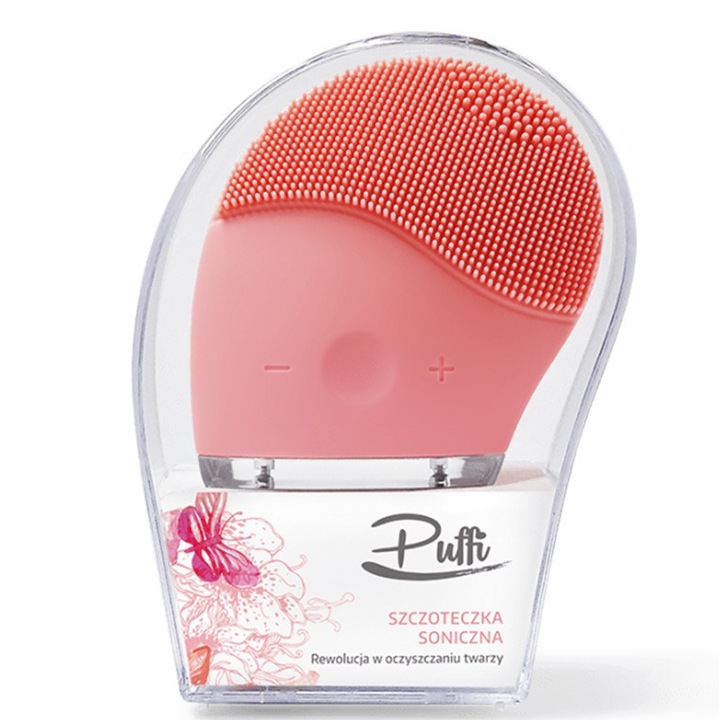 Dispozitiv pentru curatarea fetei, Puffi, Silicon, USB, roz