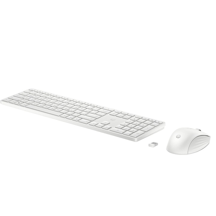 Set Tastatura si Mouse Wireless HP 655, Full-size, alb