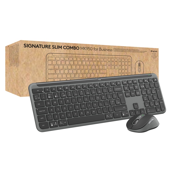 Комплект клавиатура и мишка, Logitech MK950, безжична, черна