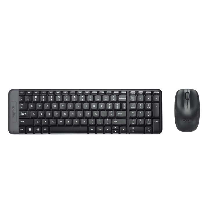 Set tastatura si mouse, wireless, Logitech MK220, negru