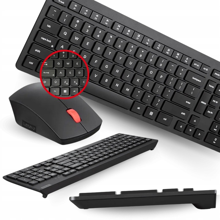 Set Tastatura Si Mouse Wireless, Lenovo Essential Gen2, Conexiune Wireless 2,4 Ghz, Tastatura Rezistenta La Apa, Layout Canadian/Francez, Durata Lunga De Viata A Bateriei, 110,1 x 61,5 x 36,1 mm, Negru