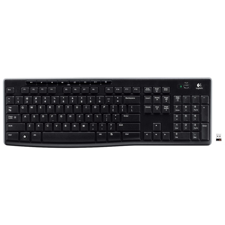 Tastatura Wireless Logitech K270, Full-size, Negru