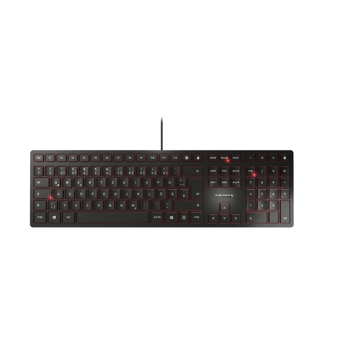 Клавиатура CHERRY KC 6000 SLIM, пълноразмерна, USB, черна, 1.8m