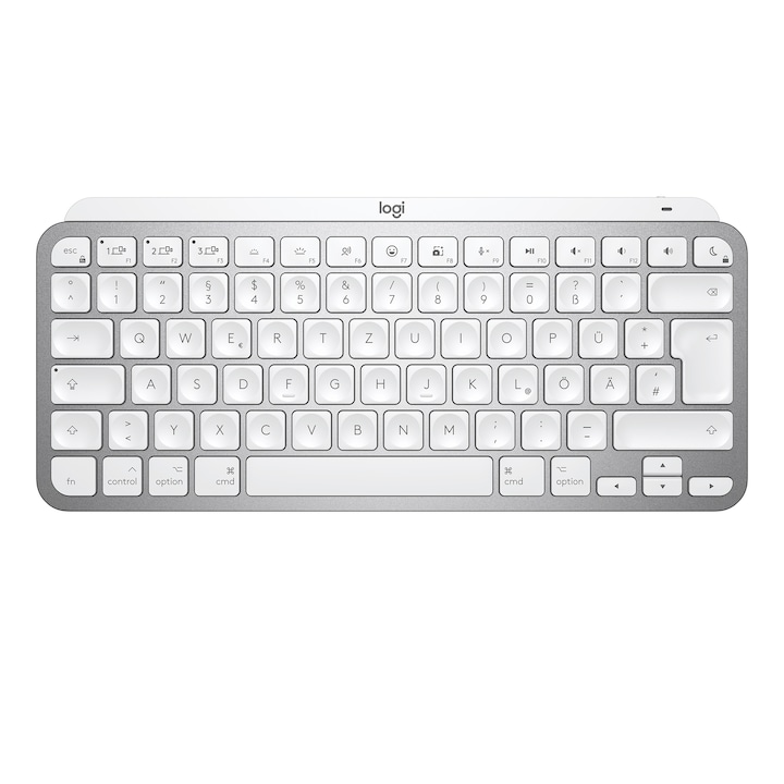 Клавиатура, Светеща безжична Logitech MX Keys Mini за Mac, AZERTY, бяла