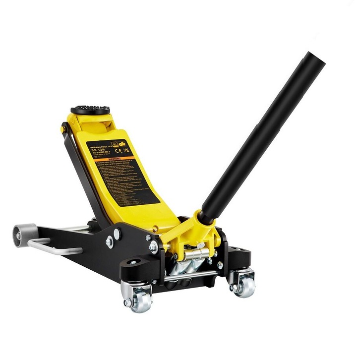 Cric hidraulic 3 tone, 2 pistoane, Inaltime de ridicare 90-500 mm, Aluminiu si Otel