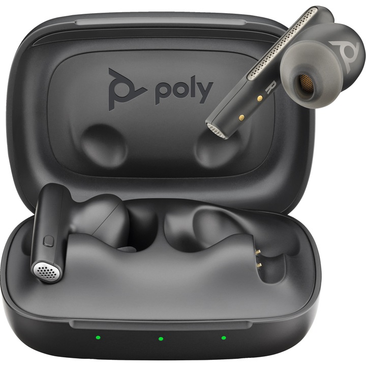 Casti Wireless, Poly Voyager Free 60, Over the Ear, Negru, Carcasa de Incarcare, Bluetooth, 30m