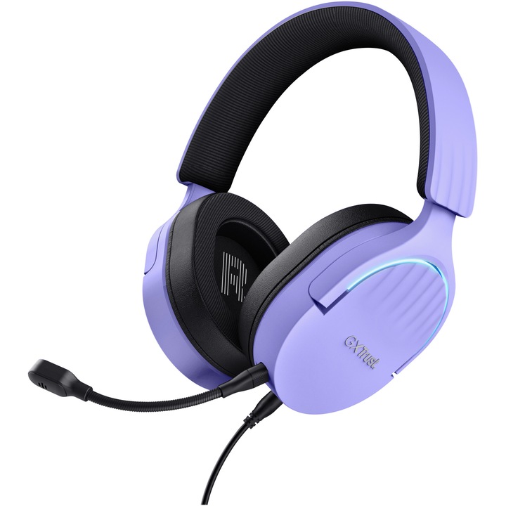 Слушалки Gaming Trust GXT 490P FAYZO, 7.1 USB съраунд звук, RGB, шумопотискане, микрофон, съвместим с лаптоп, PS5, PS4, Лилав