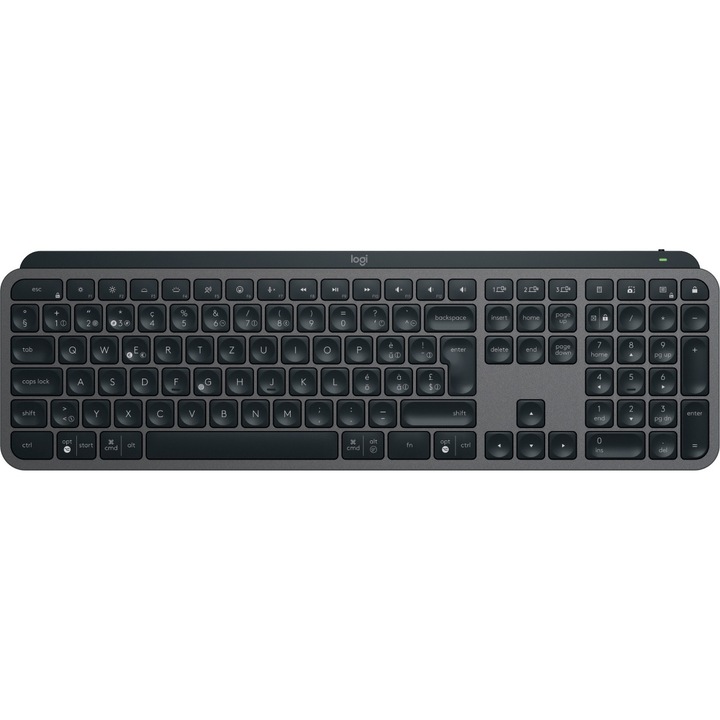 Клавиатура Logitech MX Keys S, безжична, QWERTZ, черна, LED