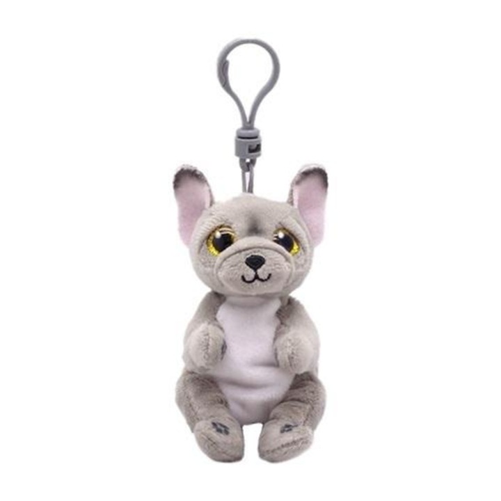 Breloc jucarie de plus Ty, Wilfred, caine, gri, 8.5cm