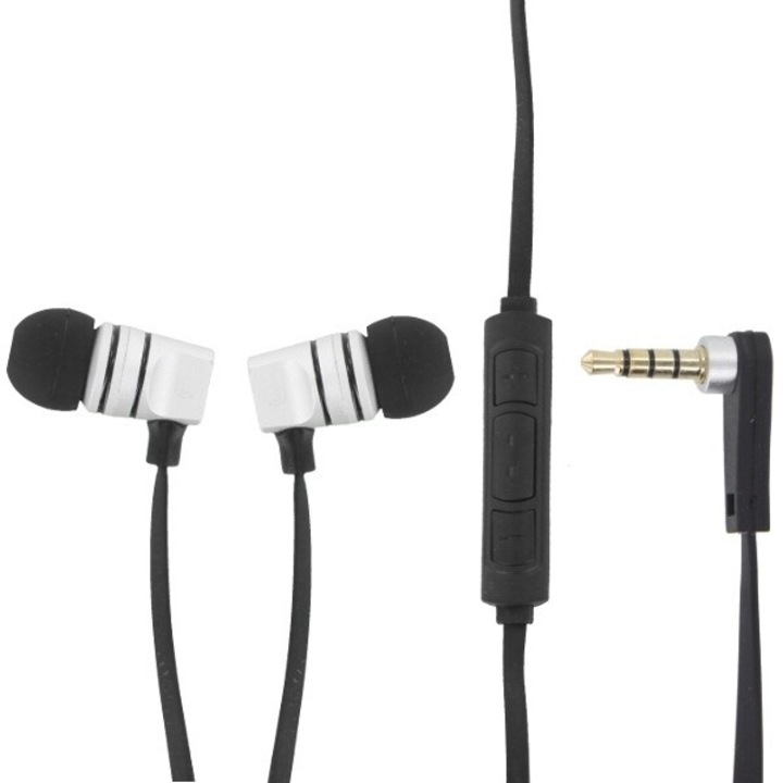 Casti audio cu fir, In-Ear, EEP01, 1.2m lungime cablu, buton control volum si apeluri, Negru