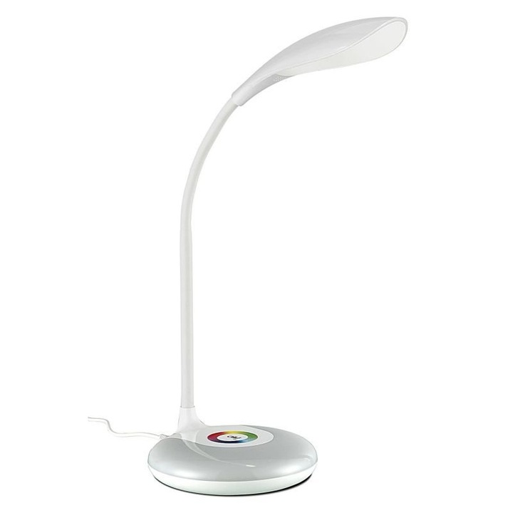 Lampa birou LED, dimabila, RGB, 3, 5W 320lm 5000K, alba, adaptor deLux DEL1684